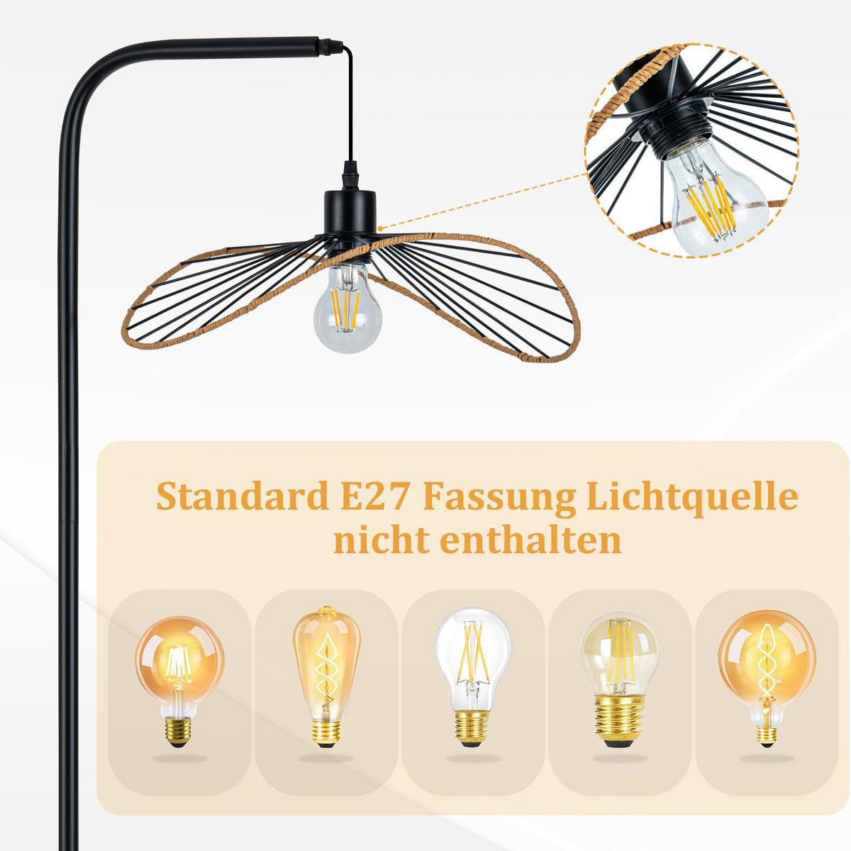 STEHLAMPE CARLOTA Ⅲ 25/39/144 cm - Schwarz, Metall (25/39/144cm) - Nettlife