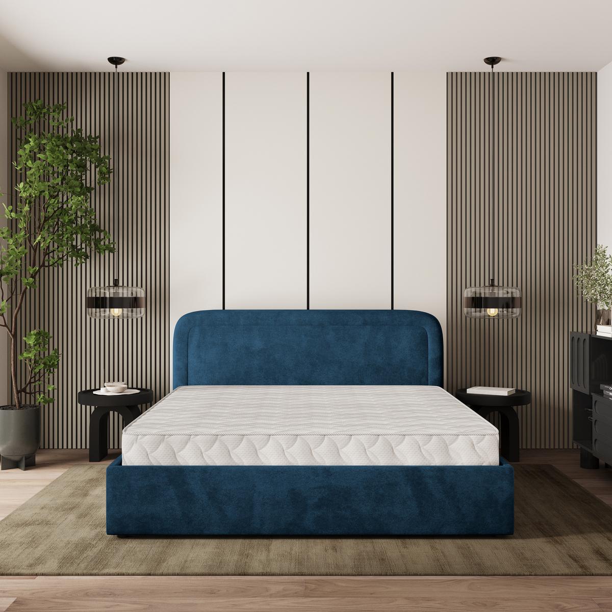 POLSTERBETT BENIRA K 120x200 cm mit Bettkästen - Blau - Blau, Holz/Textil - MASSENO