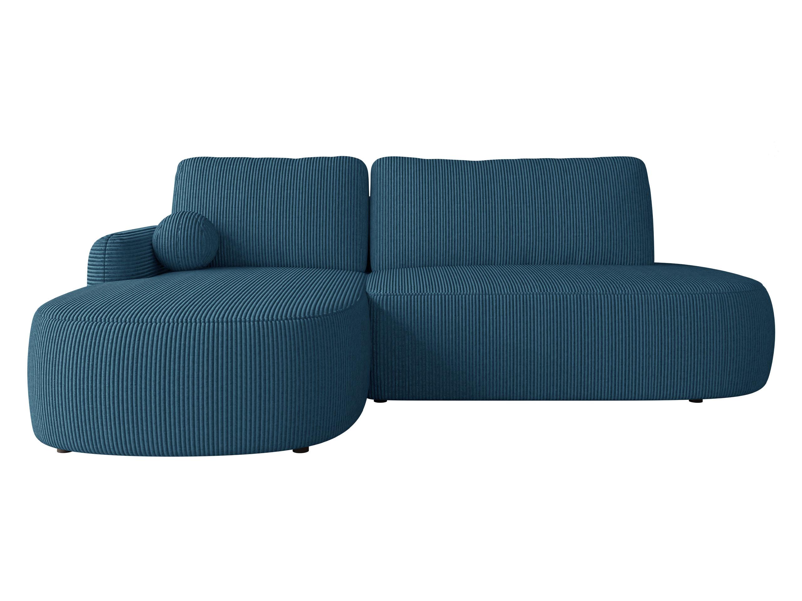 ECKSOFA Loridu O Cord, Seite: Links - Blau/Schwarz, Holz/Kunststoff (274/174cm) - MIRJAN24