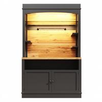 BUFFETSCHRANK Schwarz 107x43x184 cm mit LED-Beleuchtung - Schwarz, Holzwerkstoff (107/184/43cm) - Urban Meuble