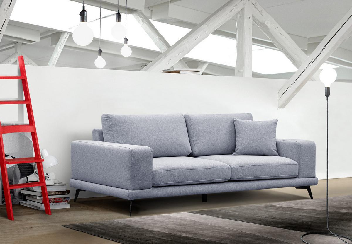 SOFA MEDIOLANE 3-Sitzer, hellblau - Hellblau, Holzwerkstoff/Textil (233/87/96cm) - Wozimo