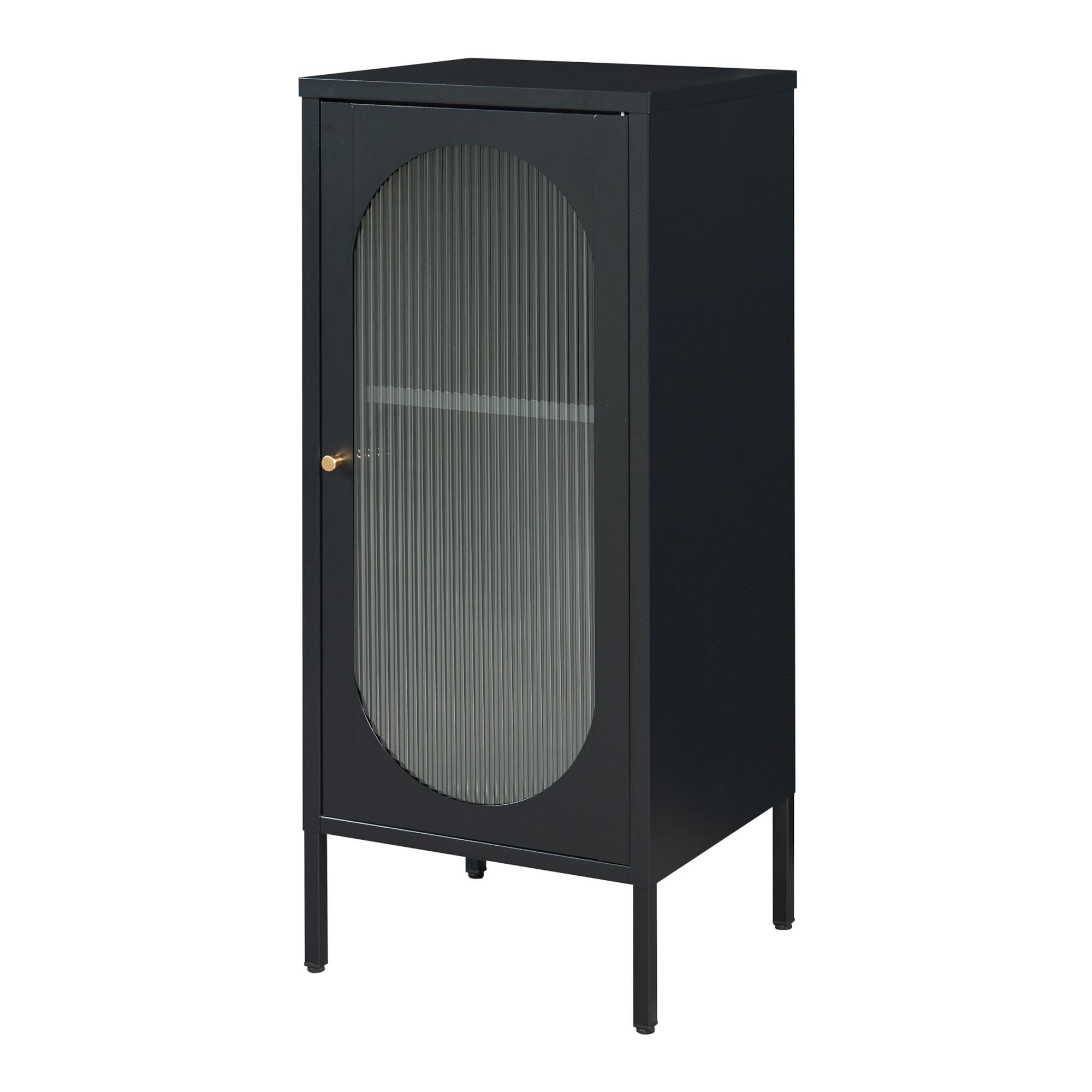 VITRINENSCHRANK Karlskrona - Schwarz, Glas/Metall (42.5/101.5/40cm) - [en.casa]