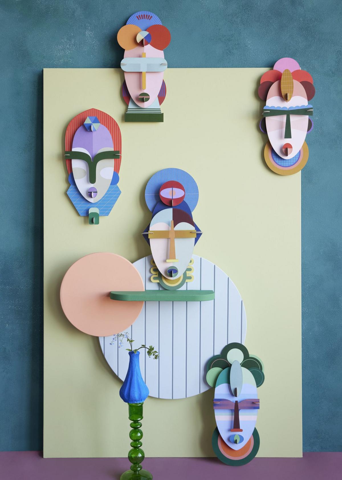 WANDDEKO Moderne Stammesmaske 5.1/36 cm - Multicolor, Wellpappe (5.1/36/17cm) - Studio Roof