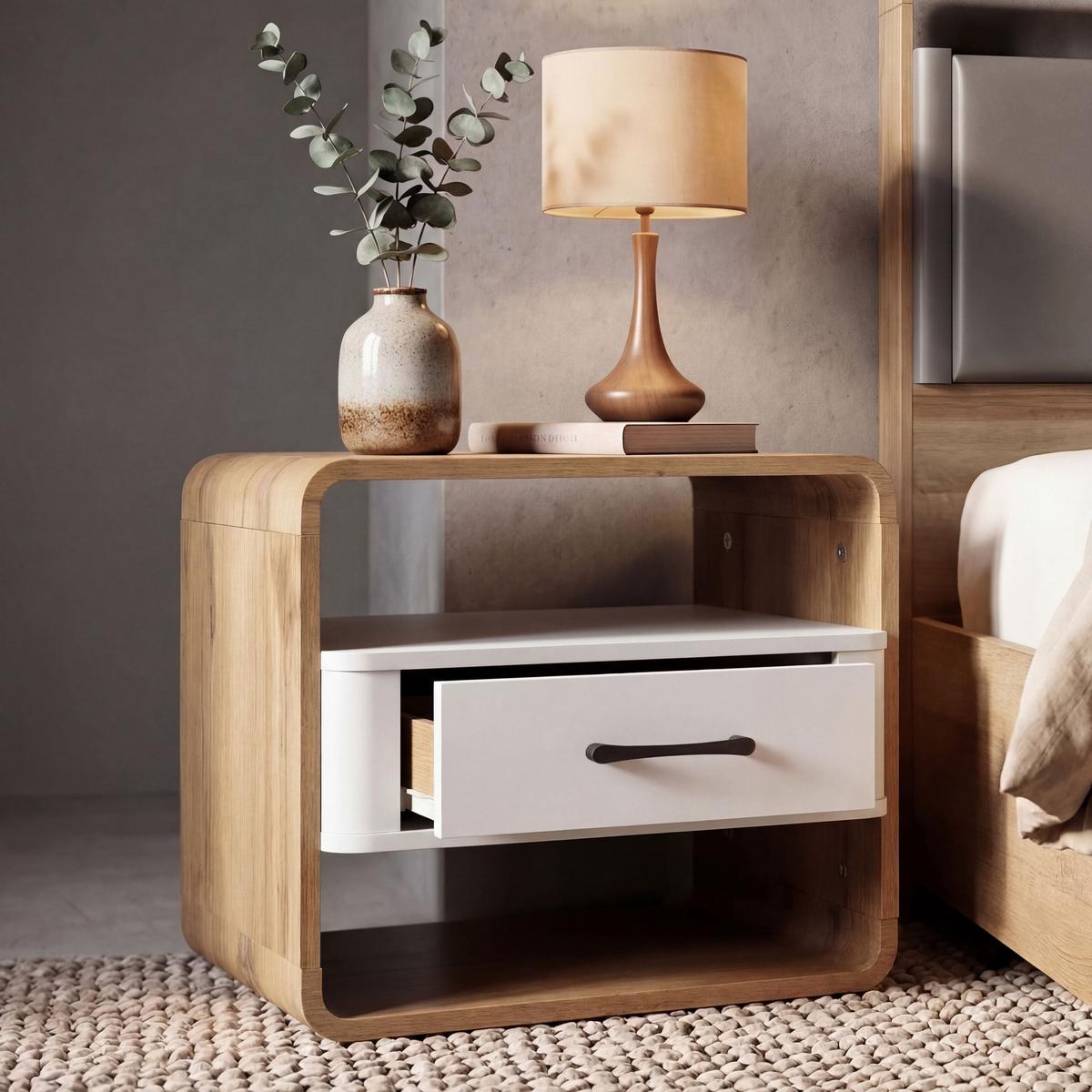 NACHTTISCH organisch Weiß - Weiß, Holz (48/40/44cm) - MCW