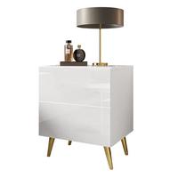 NACHTTISCH AURA LUX PUSH OPEN auf Beinen – Beinfarbe: Gold - Weiß, Holzwerkstoff (45/55/38.5cm) - Lookway
