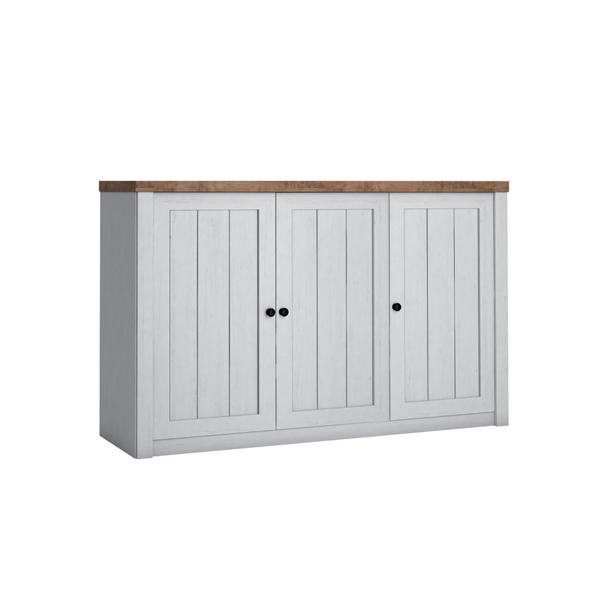 SIDEBOARD Léandre Weiß und Holz - Weiß, Holzwerkstoff (130.2/87.3/43.3cm) - Petits-meubles
