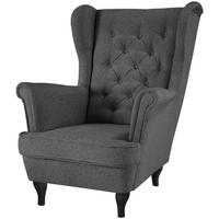 CHESTERFIELD-SESSEL Falco dunkelgrau mit Wenge Holzbeinen - Anthrazit, Holz/Textil (82/102/92cm) - Beautysofa