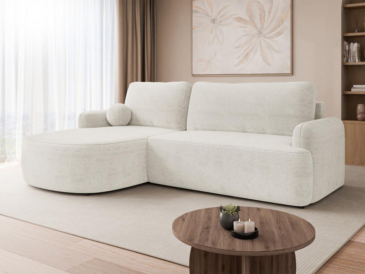 ECKSOFA Loridu, Seite: Links - Creme/Schwarz, Holz/Kunststoff (250/174cm) - MIRJAN24
