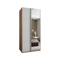 SCHWEBETÜRENSCHRANK 245,5/100/64 2-türig - Silberfarben/Weiß, Holz/Metall (100/245/64cm) - Abiks Möbel