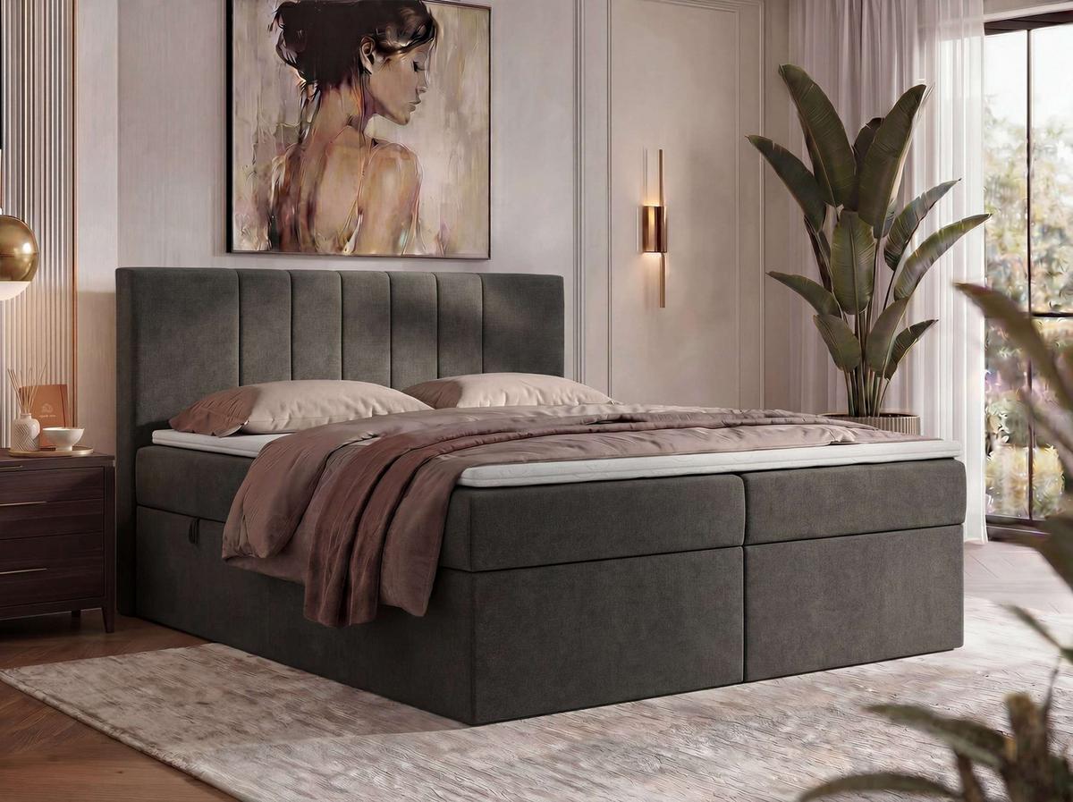 BOXBETT INERO 140/200 - Dunkelgrau Stukture - Topper T25 - H3 - Dunkelgrau/Schwarz, Kunststoff/Textil (140/200cm) - MKS