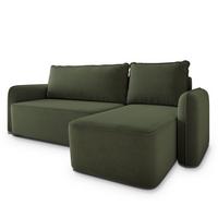 ECKSOFA DOLVER CL Olivgrün Samtstoff mit Schlaffunktion - Olivgrün, Holzwerkstoff/Textil (238/156cm) - MASSENO