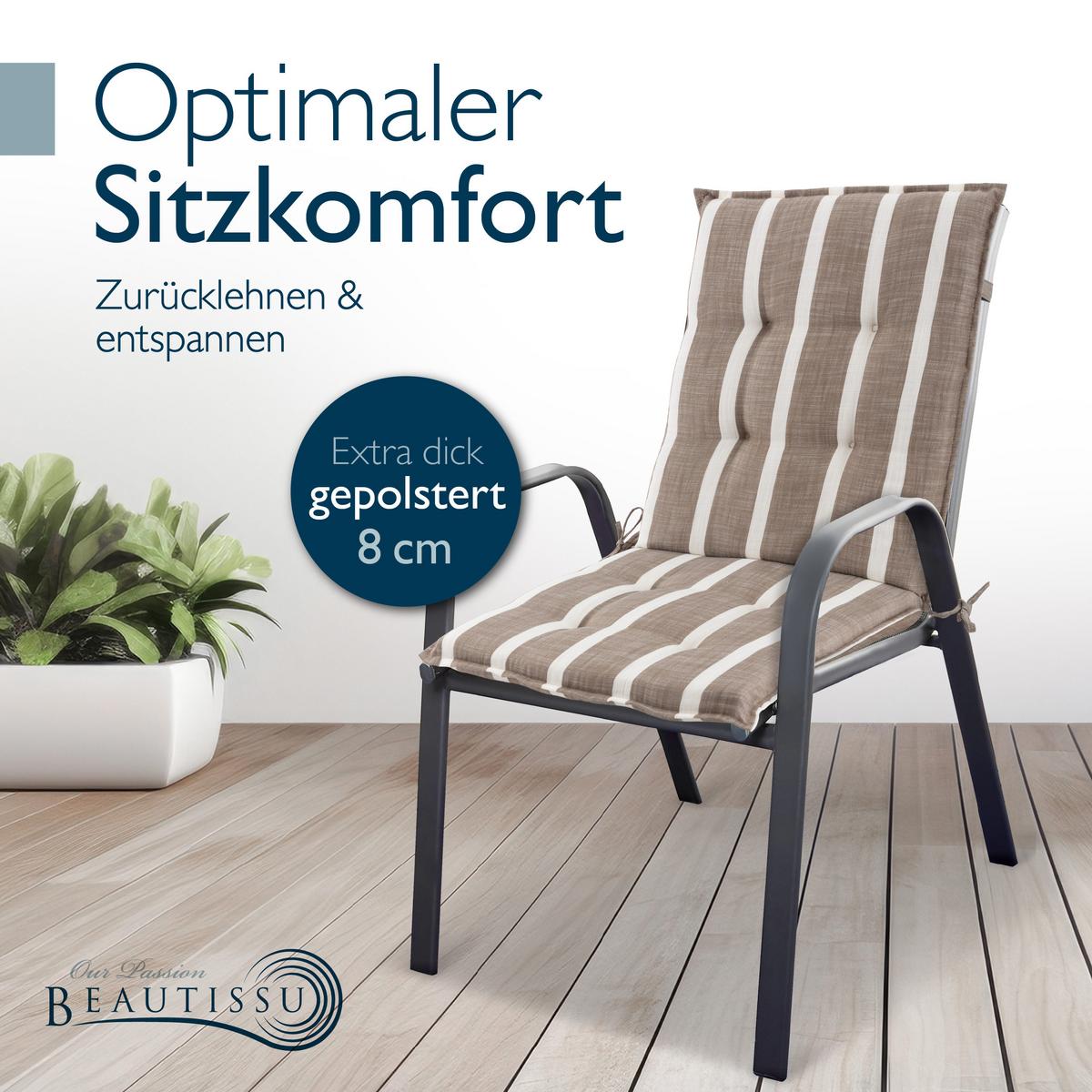 NIEDERLEHNER Sun-NL 105x50x8cm Beige-Weiß-Gestreift (3tlg) - Beige, Textil (50/100cm) - Beautissu 
