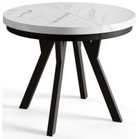 RUNDER Esstisch ausziehbar – Moderner Wohnzimmertisch und Küchentisch – Tisch mit Stabile Konstruktion, Durchmesser 100 cm - 200 cm - Farbe MARMUR - Hellgrau/Schwarz, Holzwerkstoff (100/100/77cm) - Alpi-Möbel