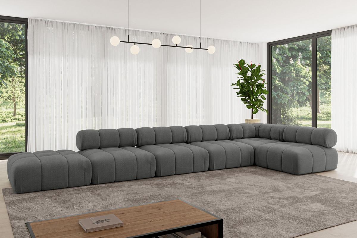 ECKSOFA modulares Sofa Favio-L3 - 475x190x70 cm Dunkelgrau Velours - Dunkelgrau, Holzwerkstoff/Textil (475/190cm) - ALTDECOR