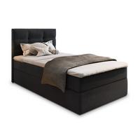 BOXBETT GLOS 100 100x200 cm mit Matratze und Topper, H2+H3 - Schwarz - Schwarz, Holz (100/200cm) - MASSENO