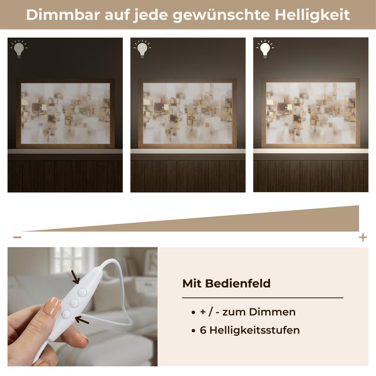 TISCHLEUCHTE Abstrakte Quadrate - Erdtöne - Neblig 30x20 cm - Birnbaumfarben, Holzwerkstoff (8/30/20cm) - OnlyWow