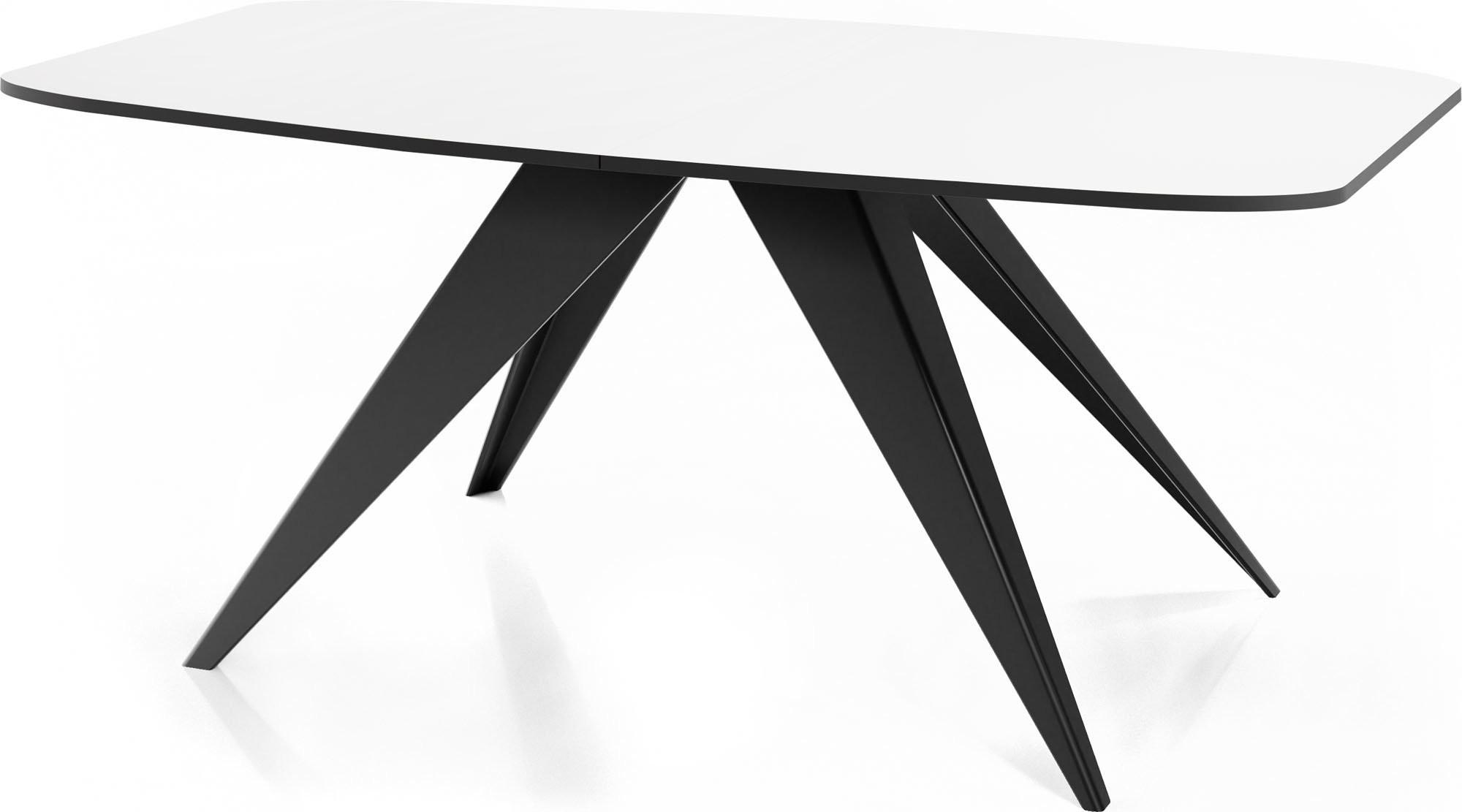 ESSTISCH Foster rechteckig ausziehbar, Weiß 180-218/90/76 cm - Schwarz/Weiß, Holzwerkstoff/Metall (90/220/76cm) - WFL GROUP