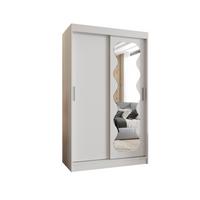 SCHIEBETÜRENSCHRANK mit Spiegel SPOTI 200/120/62 2-türig - Silberfarben/Weiß, Holz (120/200/62cm) - MÖBEL KRYSPOL