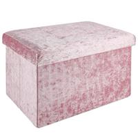 SITZBANK Faltbar mit Samtbezug 49/30/30 cm (Rosa) - Rosa, Karton (30/30/49cm) - Intirilife