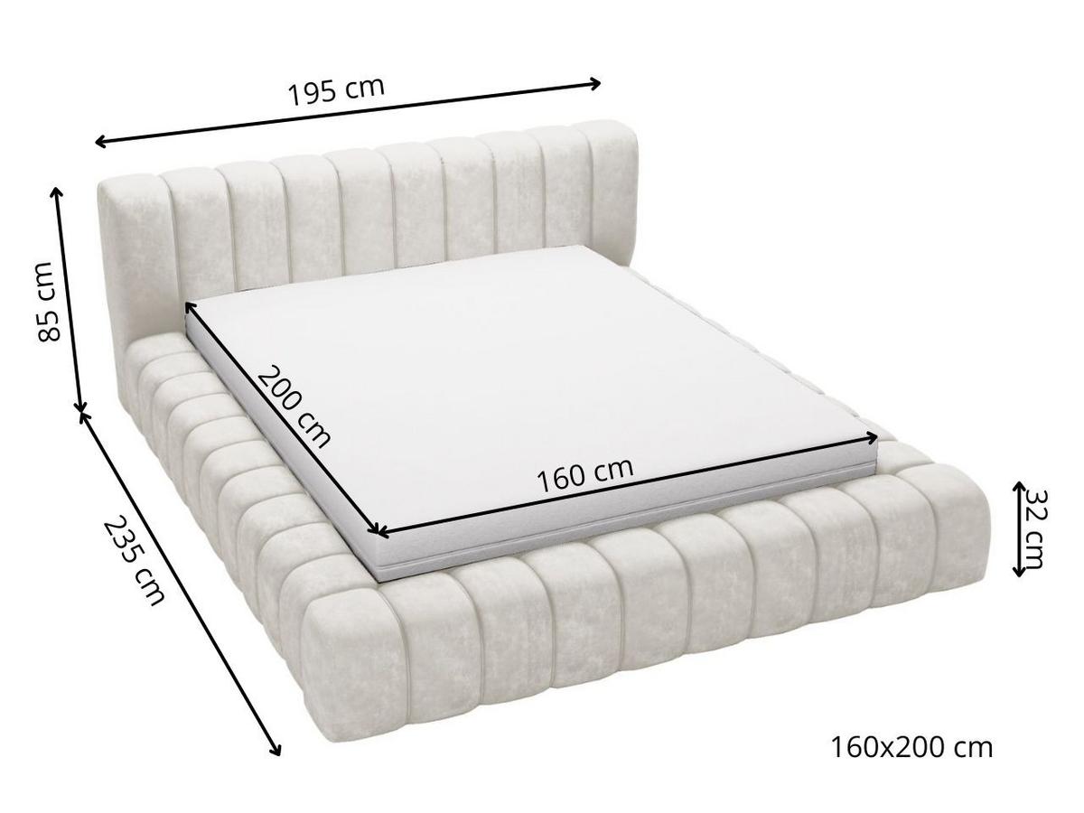 POLSTERBETT Italia 160x200 Hellgrau - Hellgrau, Textil (160/200cm) - Graingold