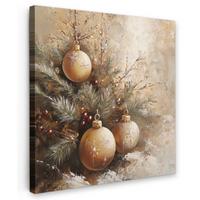 LEINWANDBILD Weihnachten - Kugeln - Beige - Gold Wandbild Wohnzimmer 50x50 cm - Goldfarben, Textil (50/50cm) - MuchoWow