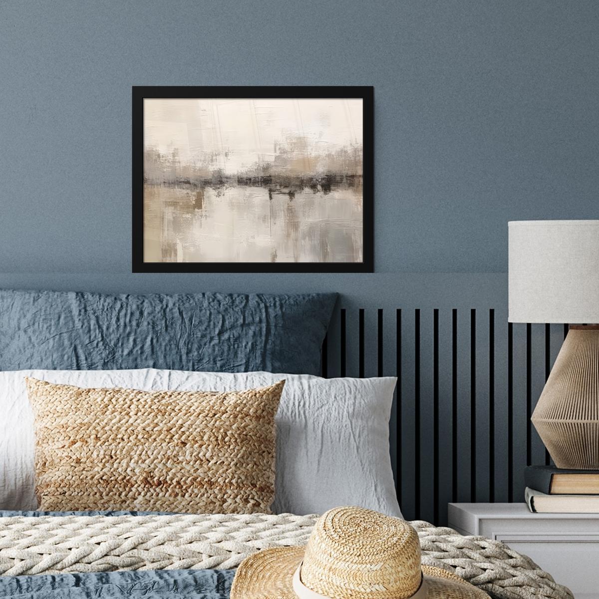 POSTER MIT RAHMENGERAHMTES BILD Moderne Kunst - Abstrakt - Beige 40x30 cm - Beige, Papier (40/30cm) - MuchoWow