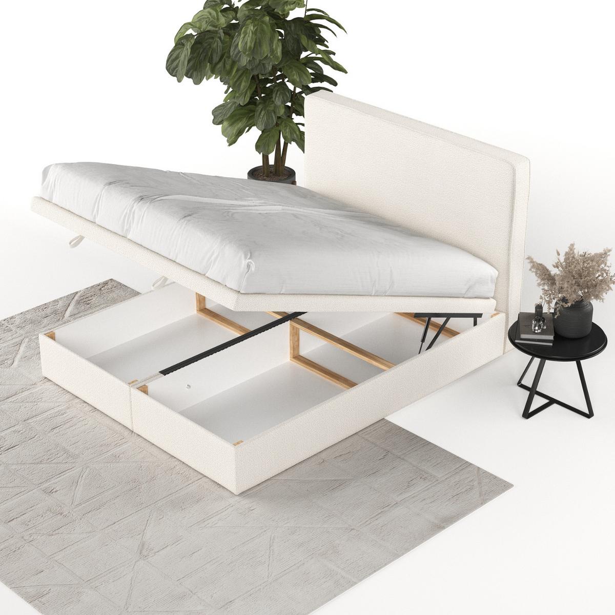 POLSTERBETT Hush mit Stauraum 140/200 cm Creme im Alta Stoff - Creme/Schwarz, Holz/Holzwerkstoff (140/200cm) - AltaBeds