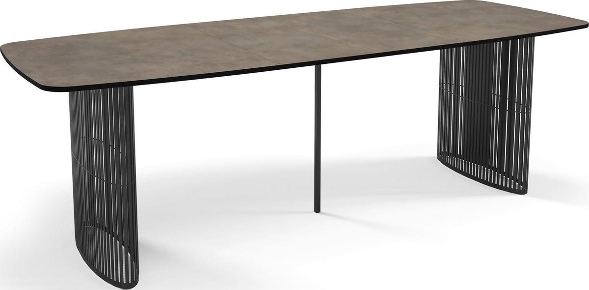 ESSTISCH Cavaro rechteckig oval ausziehbar, Beton-Optik Dunkelgrau 160-236/90/76 cm - Dunkelgrau/Schwarz, Holzwerkstoff/Metall (90/236/76cm) - WFL GROUP