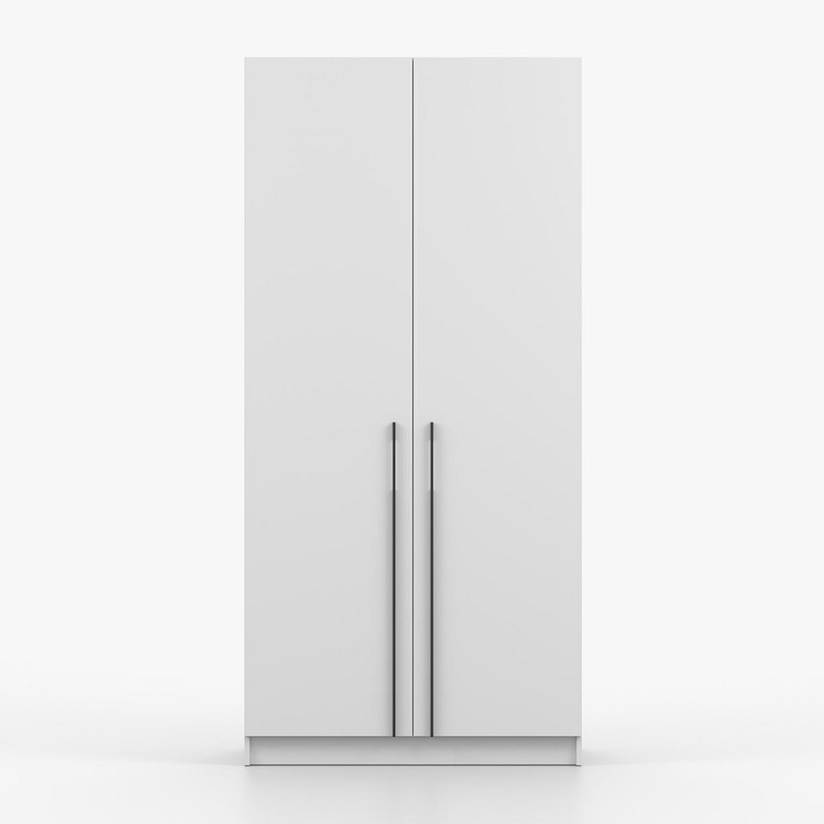 DREHTÜRENSCHRANK ROSA II 2D 100/210/55, 2-türig, weiß - Schwarz/Weiß, Holzwerkstoff (100/210/55cm) - imoebel24