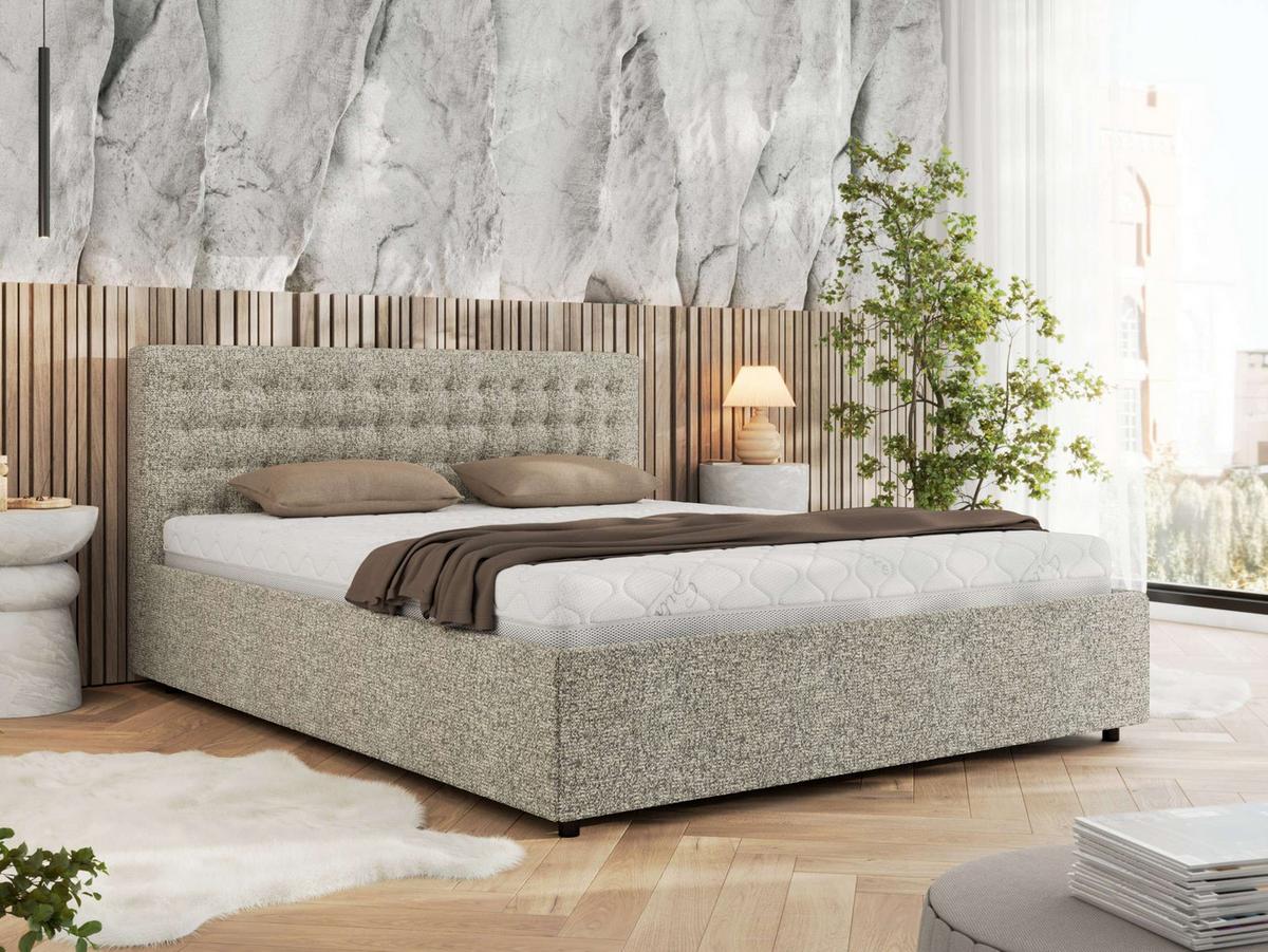 POLSTERBETT PAVO CLASSIC 160/200 - Beige Strukture - Multipocket-Matratze - Beige, Textil (160/200cm) - MKS