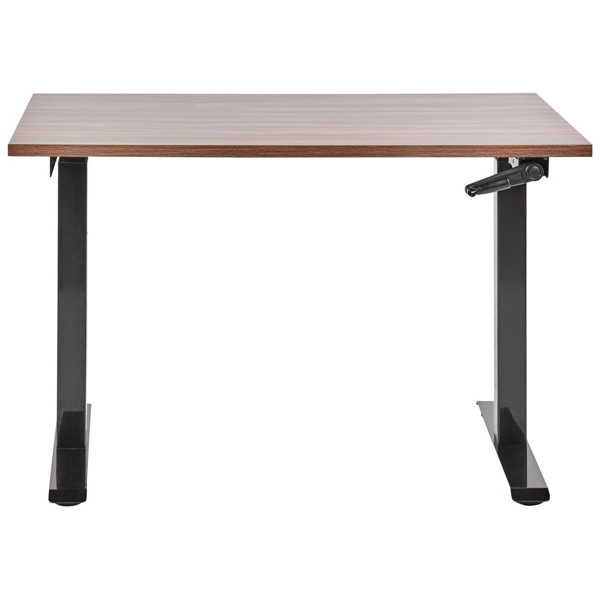 SCHREIBTISCH braunschwarz 120/72 cm manuell höhenverstellbar Destin III - Dunkelbraun/Schwarz, Holz (120/60/74cm) - Beliani