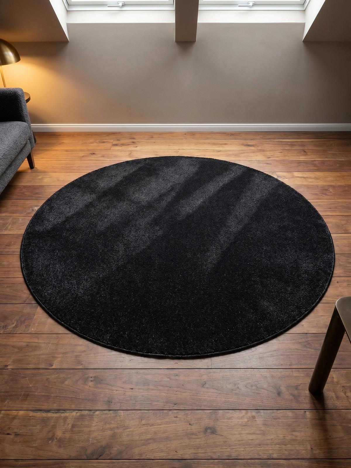 TEPPICH Kurzflor MAIN in Anthrazit, einfarbig, Ø 200 cm - Anthrazit, Textil (200/200cm) - KADIMA DESIGN