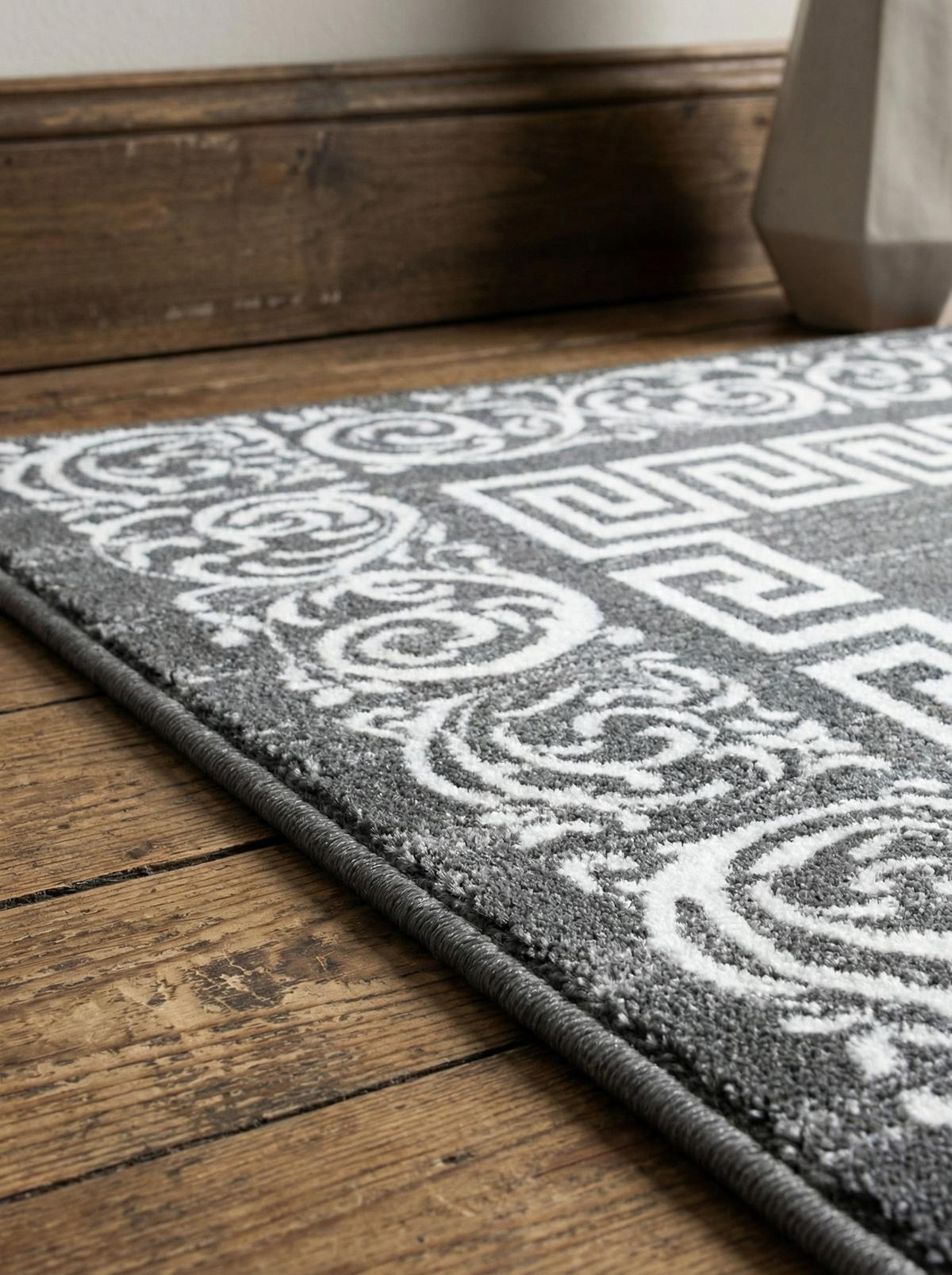 TEPPICH Kurzflor ASPEN in Grau, mit Mäander-Muster, 200 x 290 cm - Grau, Textil (290/200cm) - KADIMA DESIGN