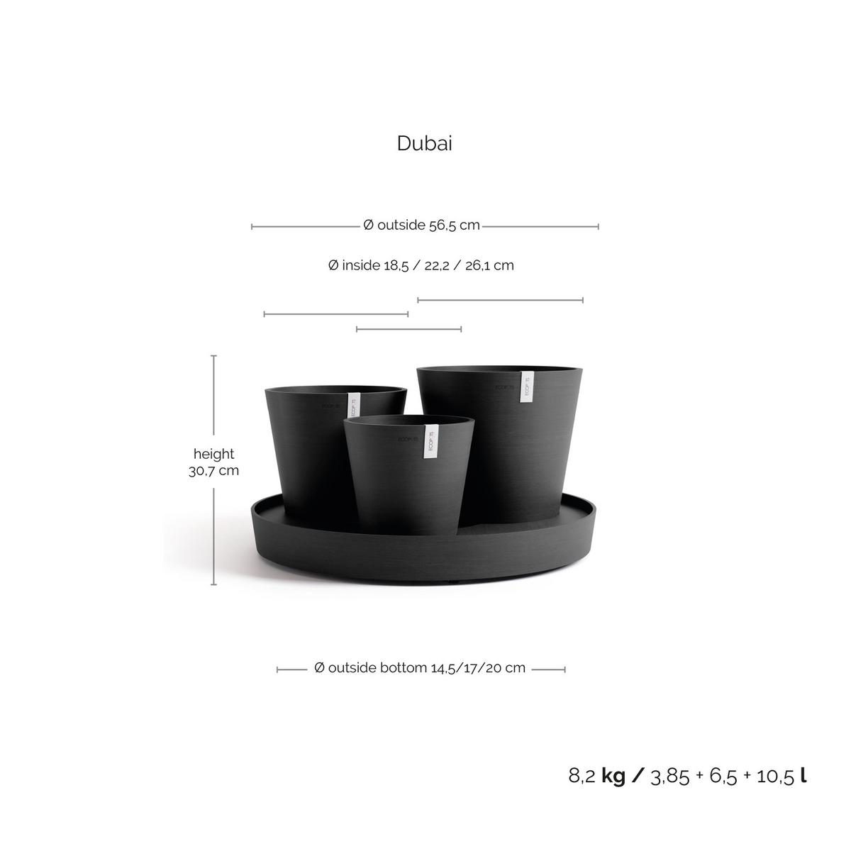 BLUMENTOPF Dubai 56,5/30,7 cm Dunkelgrau - Dunkelgrau, Kunststoff (56.5/30.7cm) - Ecopots