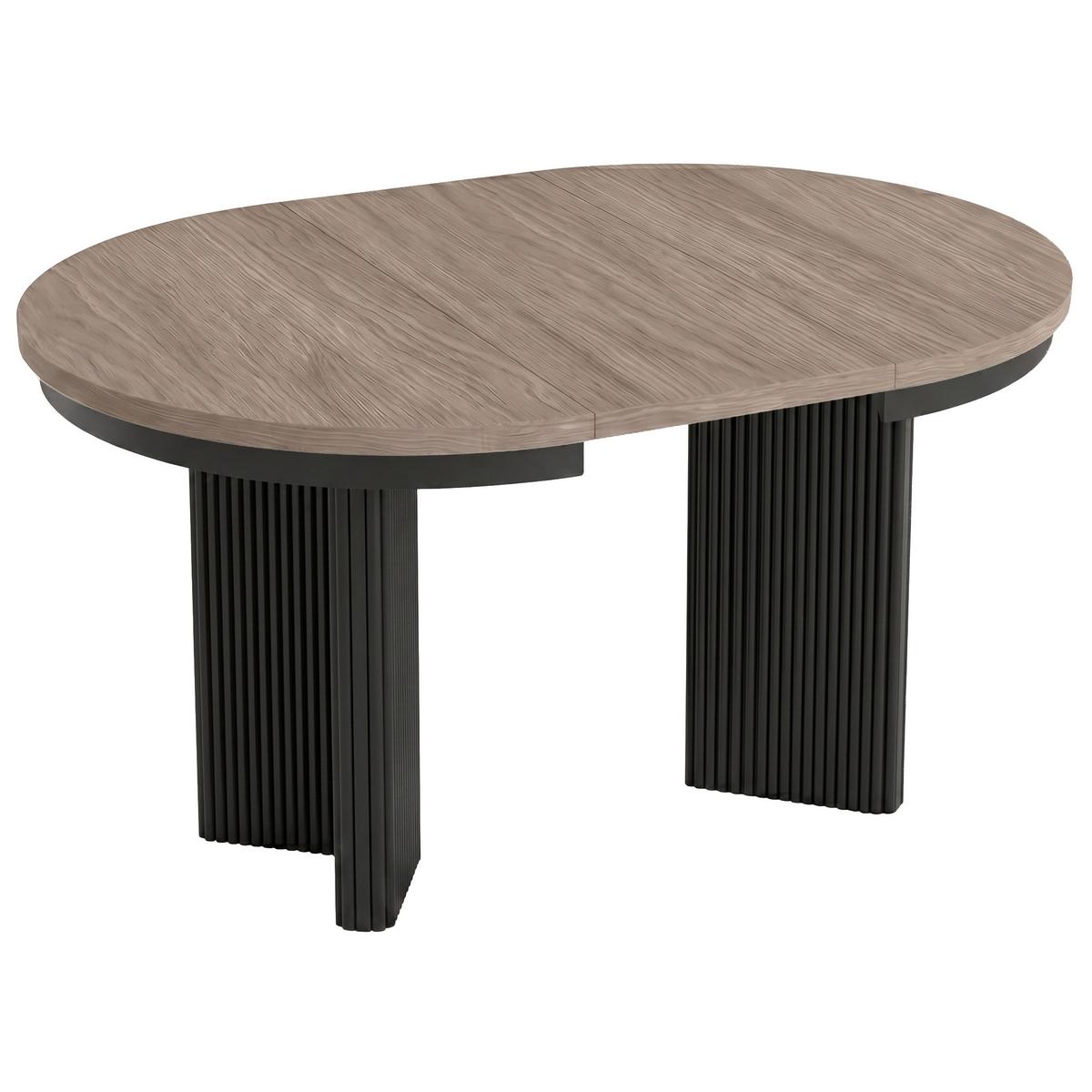 ESSTISCH Prestige runder Design-Tisch, ausziehbar Ø 100–180 cm, Walnuss+Schwarz - Walnussfarben/Schwarz, Metall (100/100/77cm) - Beautysofa