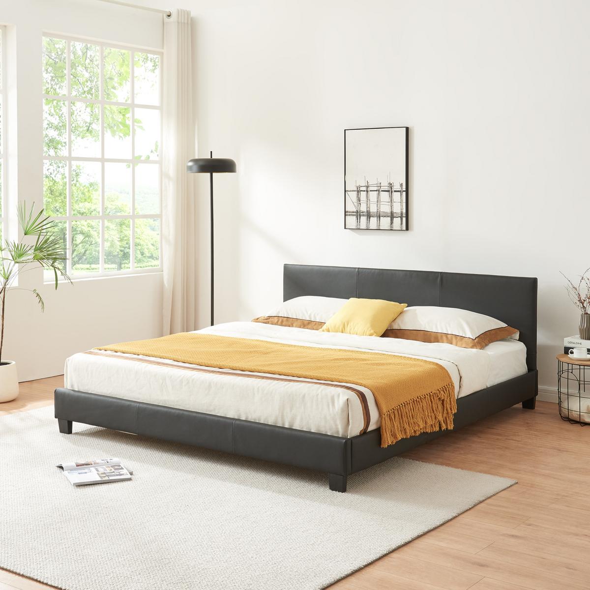 POLSTERBETT Albacete - Schwarz, Textil (160/200cm) - Corium