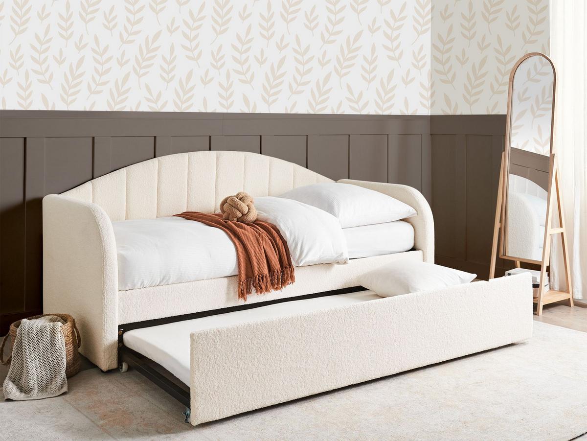 AUSZIEHBETT 90x200 cm Beige Eyburie - Beige, Textil (90/200cm) - Beliani