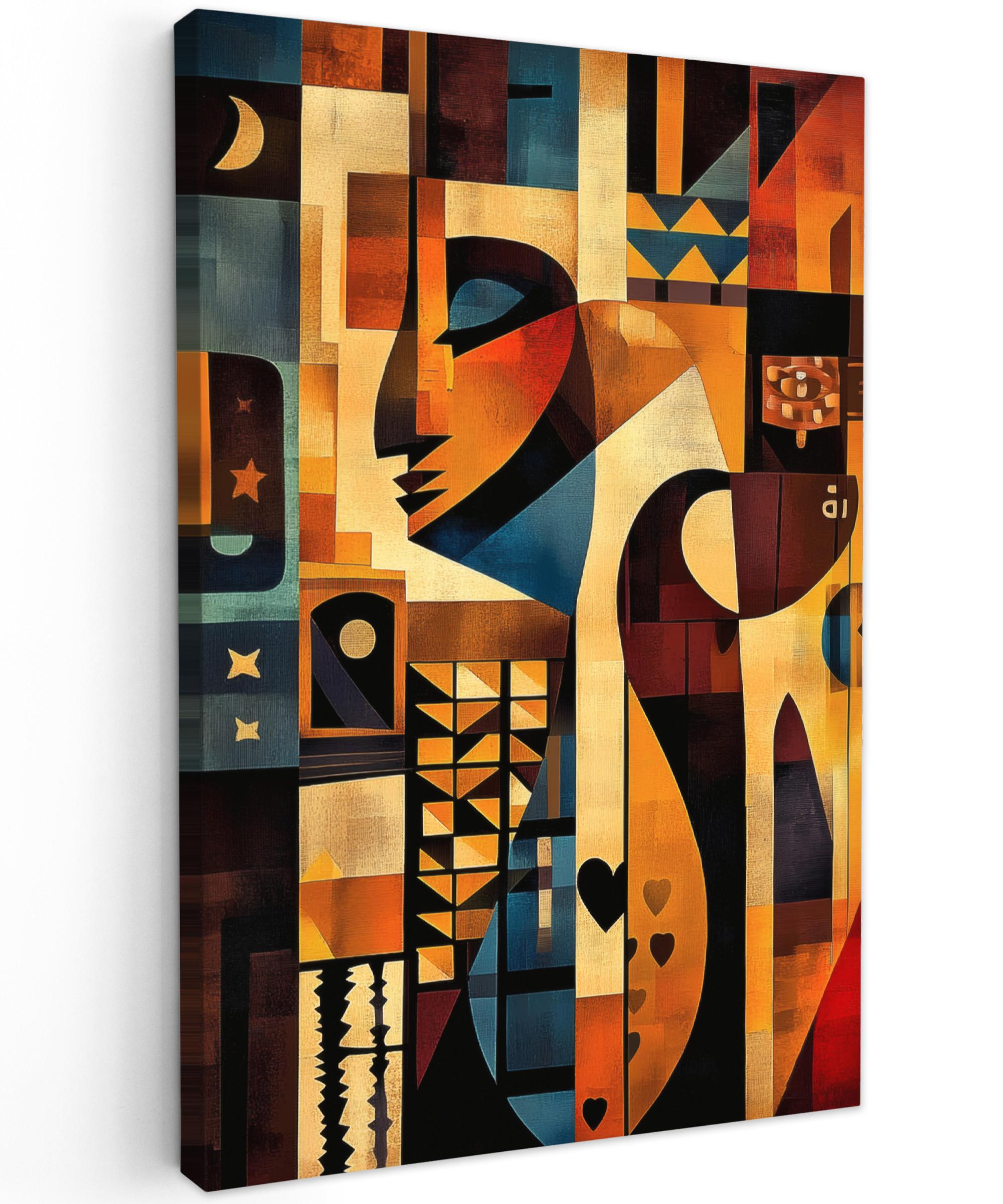 LEINWANDBILD Figuren - Abstrakt - Symbole Deko Groß 90x140 cm - Terracotta, Textil (90/140cm) - MuchoWow