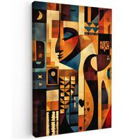 LEINWANDBILD Figuren - Abstrakt - Symbole Deko Groß 90x140 cm - Terracotta, Textil (90/140cm) - MuchoWow