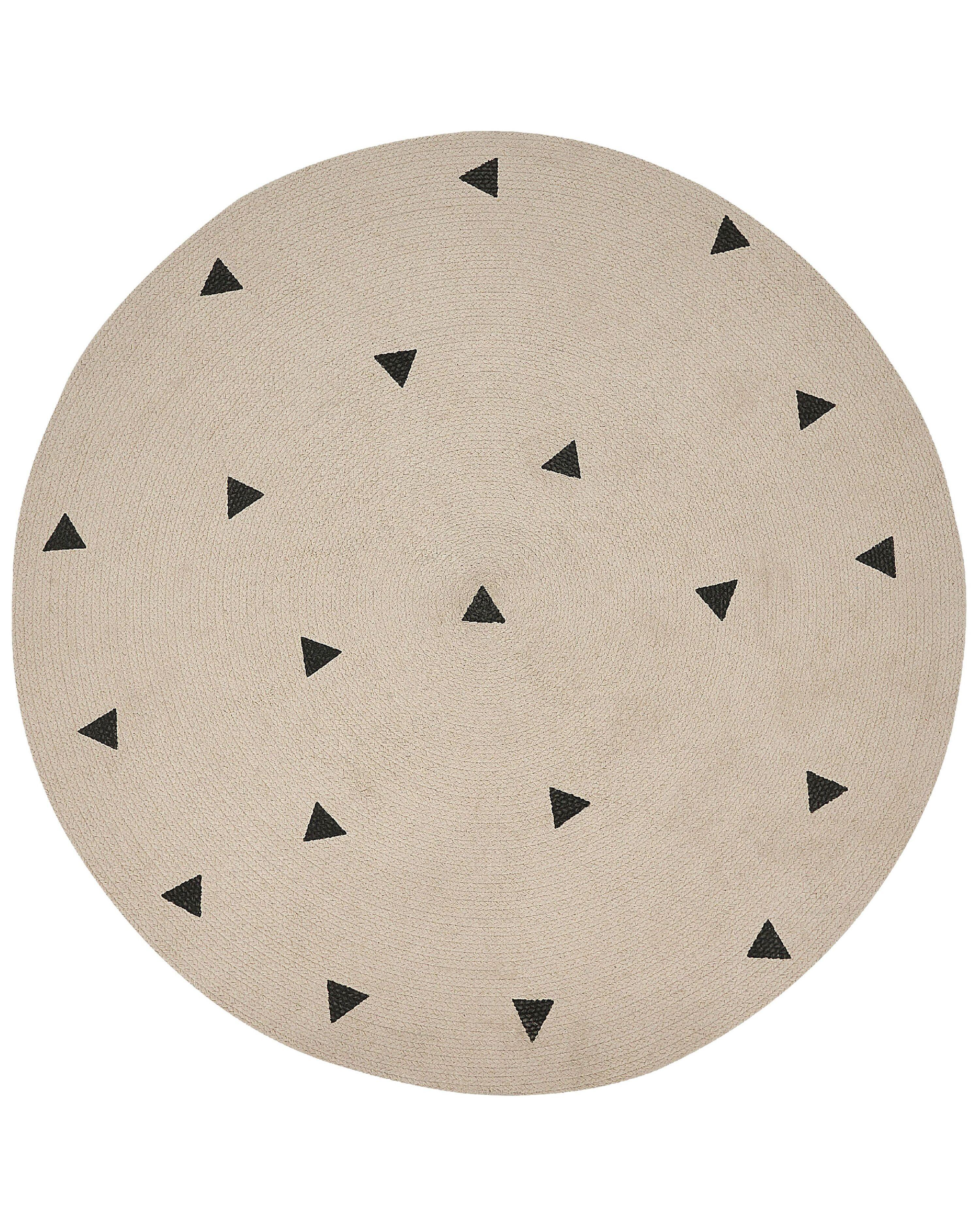 KURZFLOR-TEPPICH Beige 140 cm Durg - Beige/Schwarz, Textil (140/140cm) - Beliani