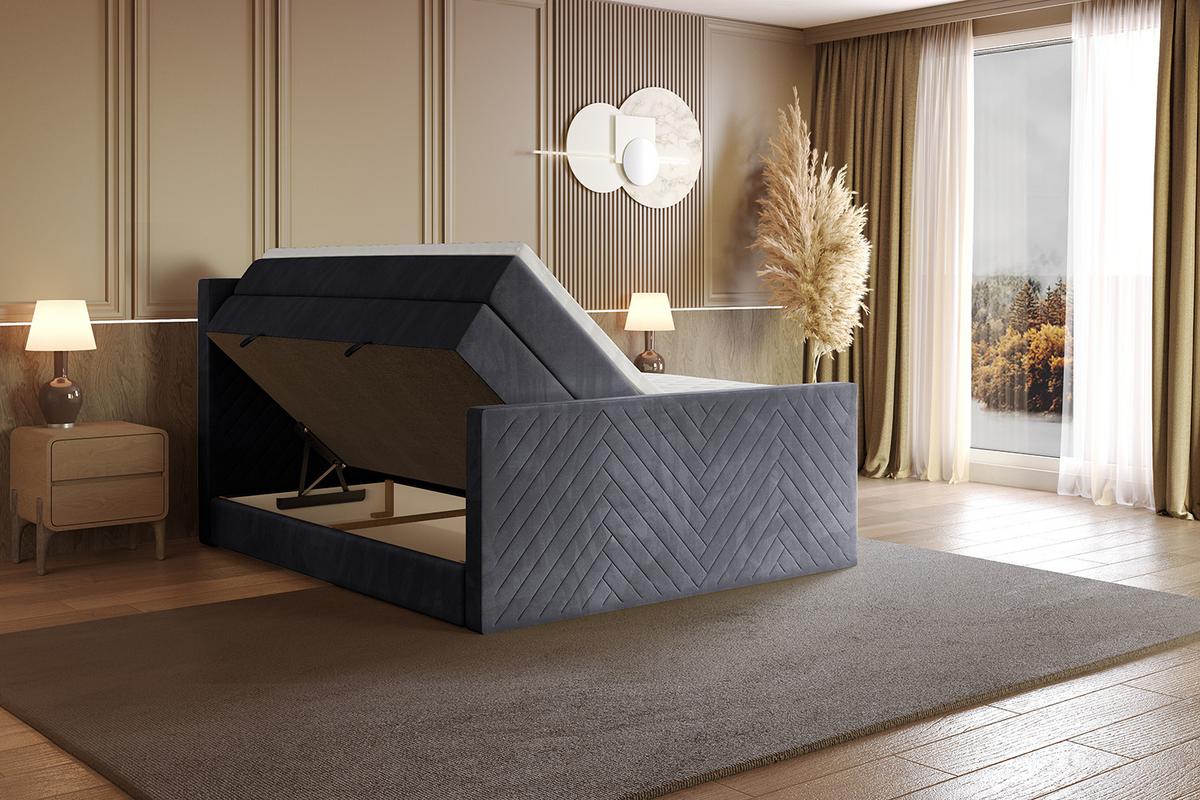 BOXSPRINGBETT mit Matratze und Lattenrost - VEXA-Z KING-120x200 - Dunkelgrau Casablanca - Dunkelgrau, Holzwerkstoff (120/200cm) - ALTDECOR