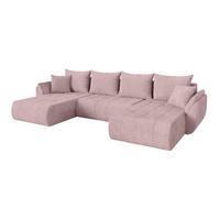 WOHNLANDSCHAFT mit Schlaffunktion und Bettkasten TOKO-U 378x194x86 Rosa Cord - Schwarz/Rosa, Holzwerkstoff/Kunststoff (378/86/194cm) - ALTDECOR