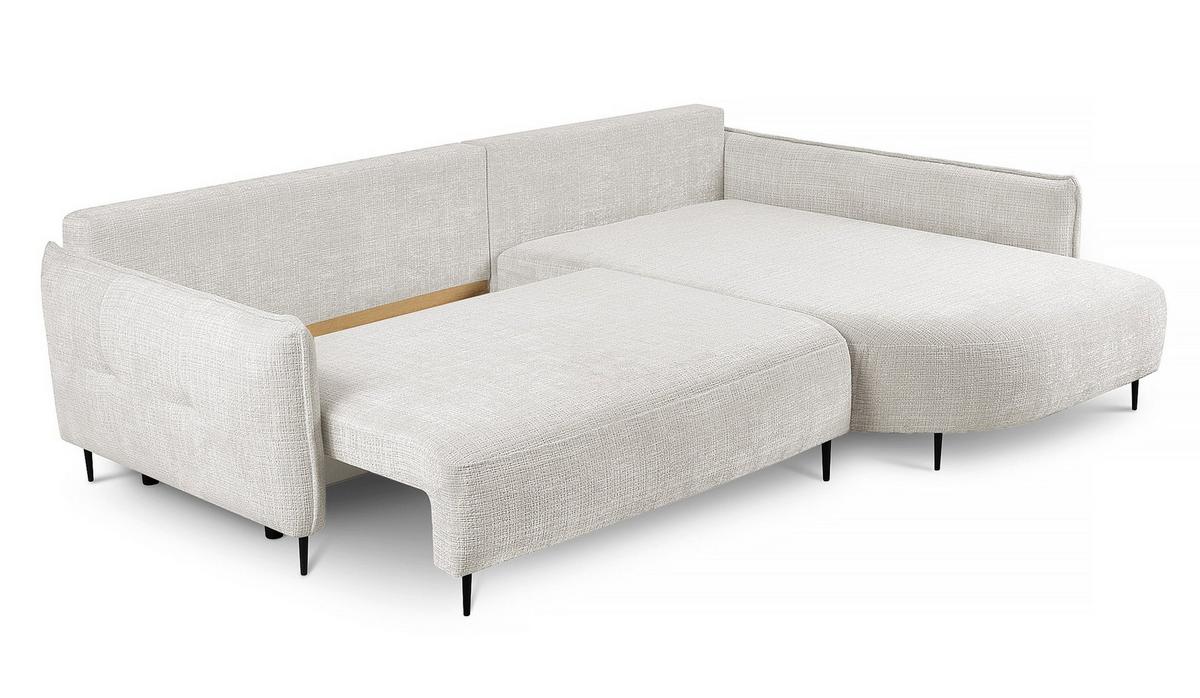 ECKSOFA Oblivio Cremeweiß Chenille - Creme/Schwarz, Textil/Metall (285/200cm) - Selsey