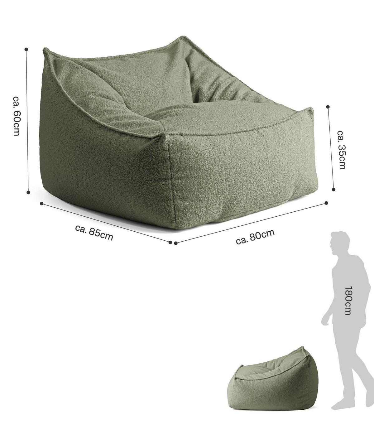 SITZSACK Bouclé Snug - Grün, Textil (95/75/60cm) - Mokebo