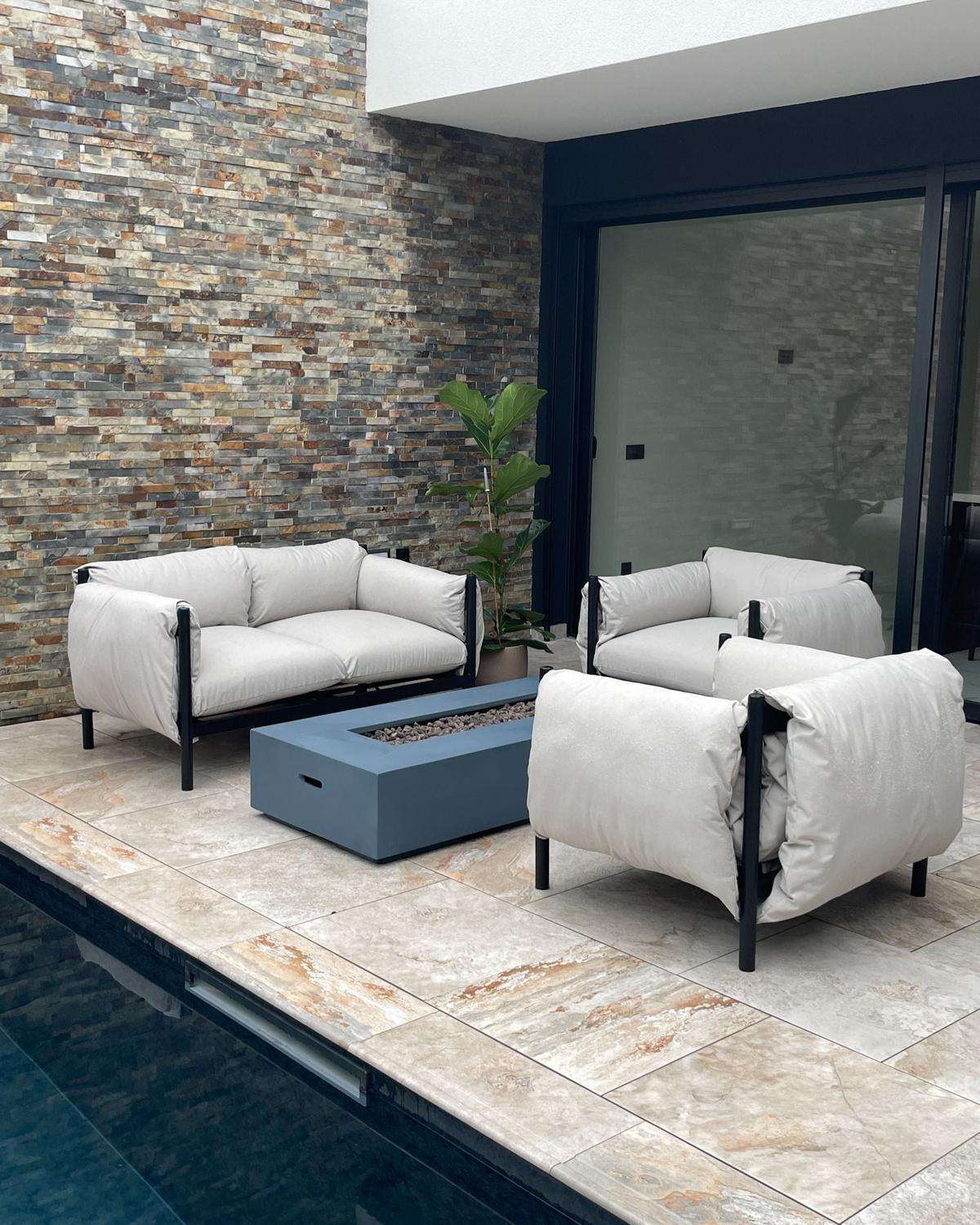4-SITZER LOUNGE SET Aluminium hellgrau/schwarz Esperia - Hellgrau/Schwarz, Metall - Beliani