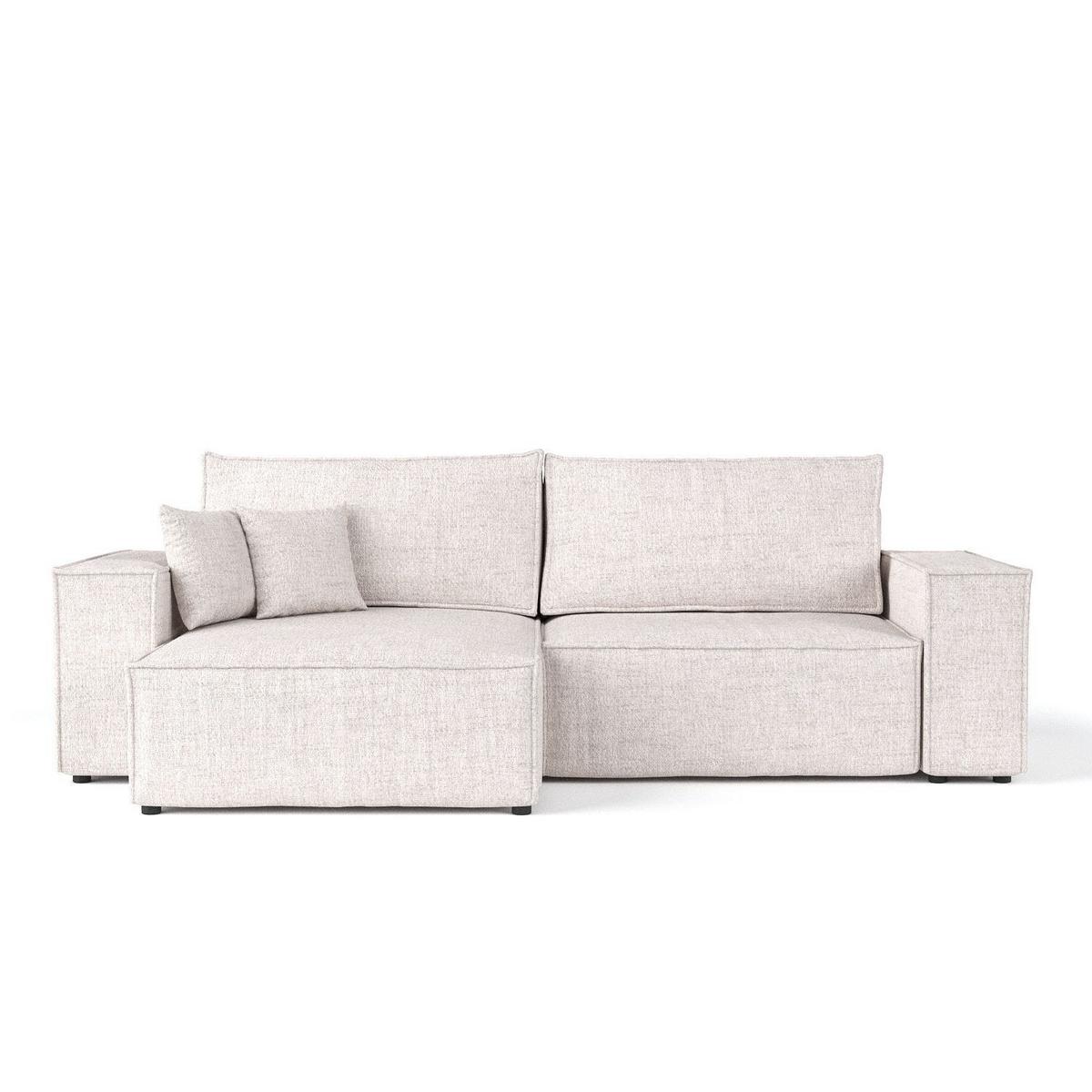 ECKSOFA CAVO mit Schlaffunktion Hellbeige im Neve Stoff - Sandfarben/Schwarz, Holz/Holzwerkstoff (255/148cm) - AltaBeds