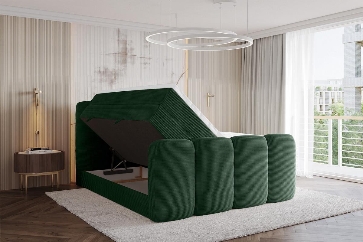 BOXSPRINGBETT mit Matratze H3/H4 - NINA-Z KING - 140x200 cm Grün - Waldgrün, Holzwerkstoff (140/200cm) - ALTDECOR