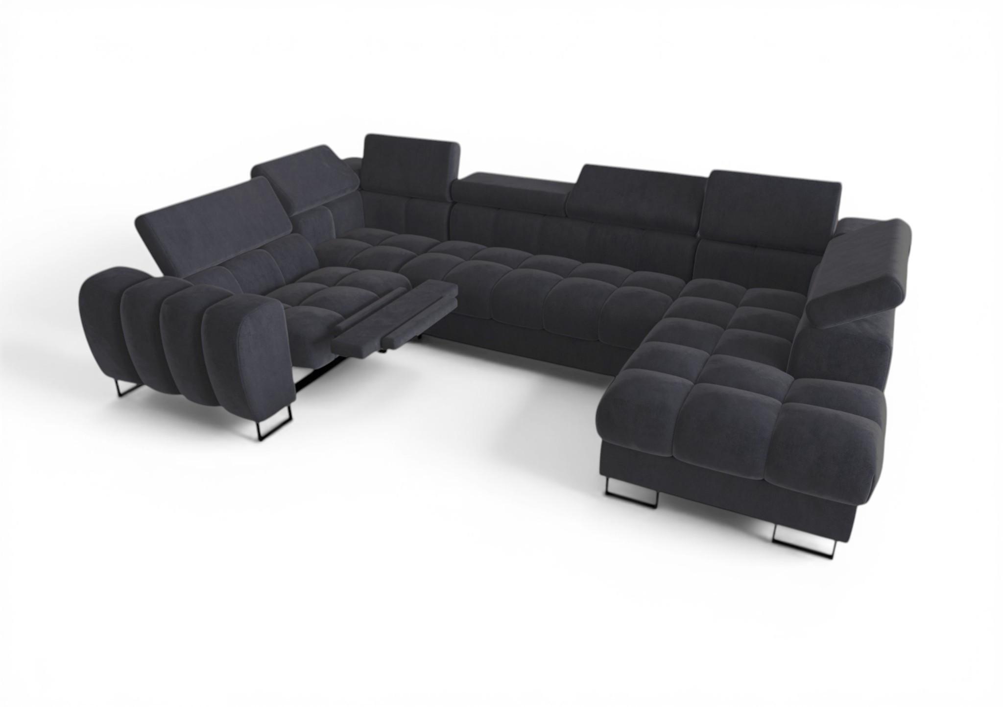WOHNLANDSCHAFT Bastien Relax - Dunkelgrau, Holzwerkstoff/Textil (350/95/198cm) - Fun Möbel
