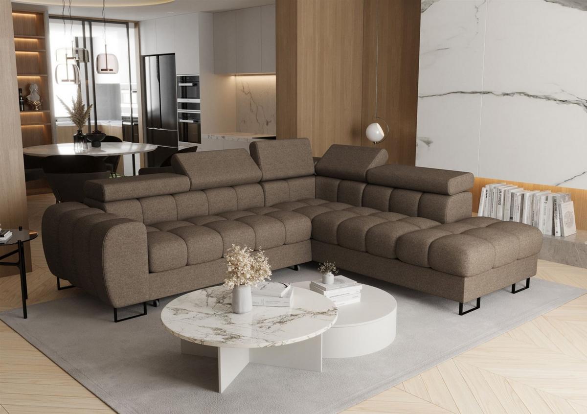 ECKSOFA Bastien Max Mit Schlaffunktion - Braun, Holzwerkstoff/Textil (260/225cm) - Fun Möbel