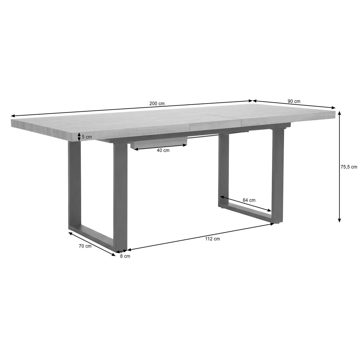 ESSTISCH Axis in rechteckiger Form, ausziehbar, 160-240 cm, Eichefarben - Eichefarben/Schwarz, Metall (90/160/75cm) - Beautysofa